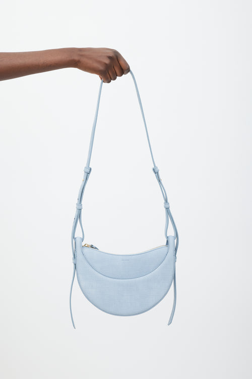 Polene Blue Suede Numero Dix Embossed Bag