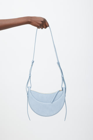 Polene Blue Suede Numero Dix Embossed Bag