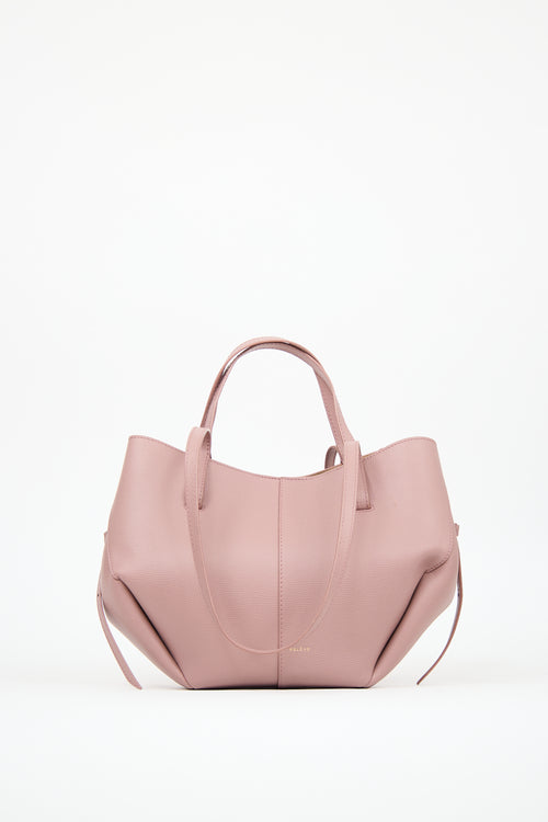 Polène Pink Leather Cyme Mini Tote