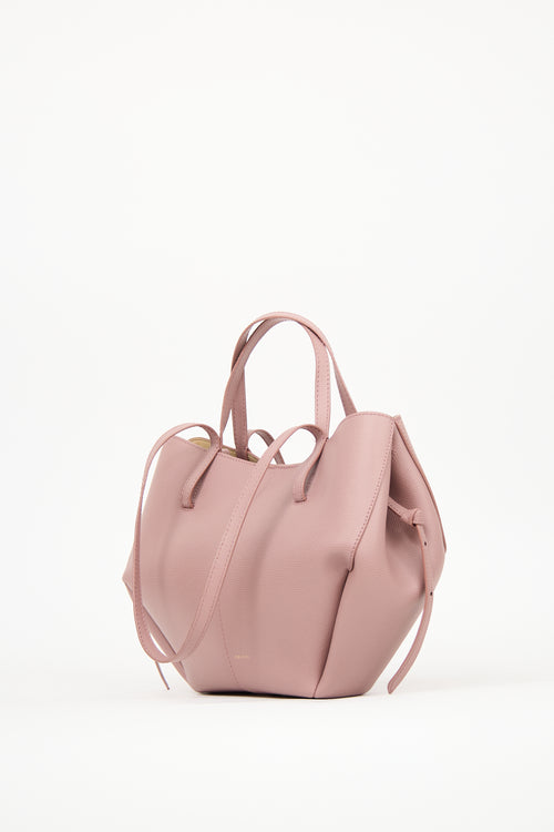 Polène Pink Leather Cyme Mini Tote