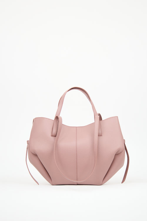 Polène Pink Leather Cyme Mini Tote