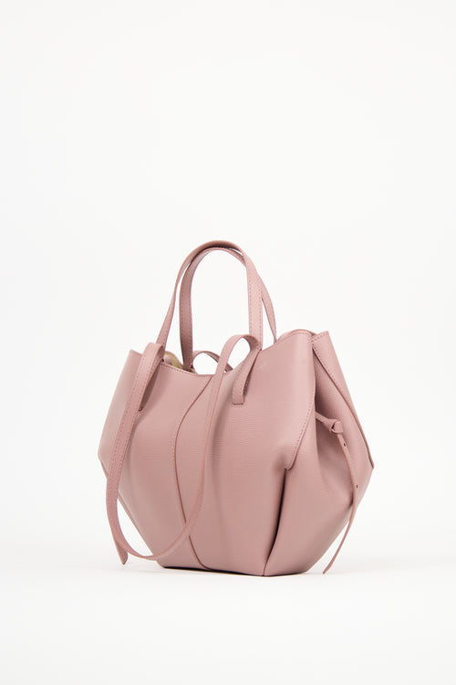 Polène Pink Leather Cyme Mini Tote