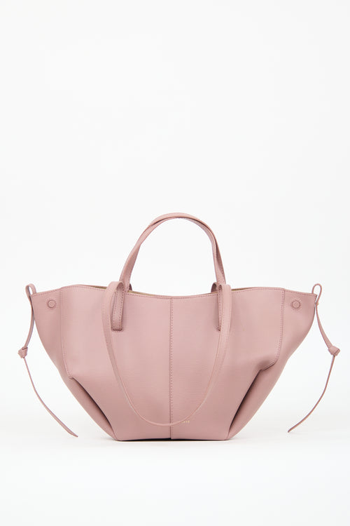 Polène Pink Leather Cyme Mini Tote