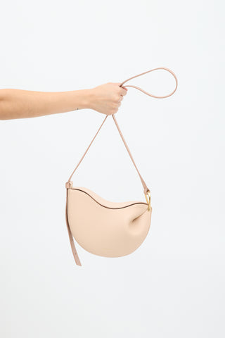 Polène Pink Leather Tonca Crossbody Bag