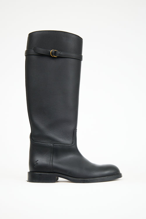 Ralph Lauren Black Leather Riding Boot