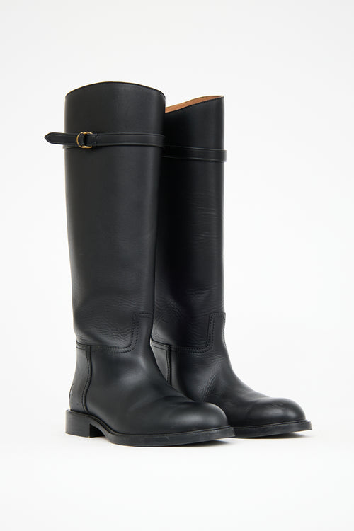 Ralph Lauren Black Leather Riding Boot