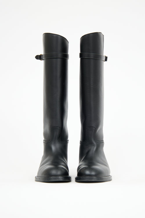 Ralph Lauren Black Leather Riding Boot