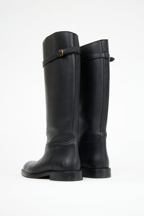 Ralph Lauren Black Leather Riding Boot