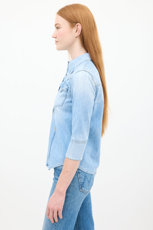 Ports 1961 X R13 Light Wash Denim Western Shirt