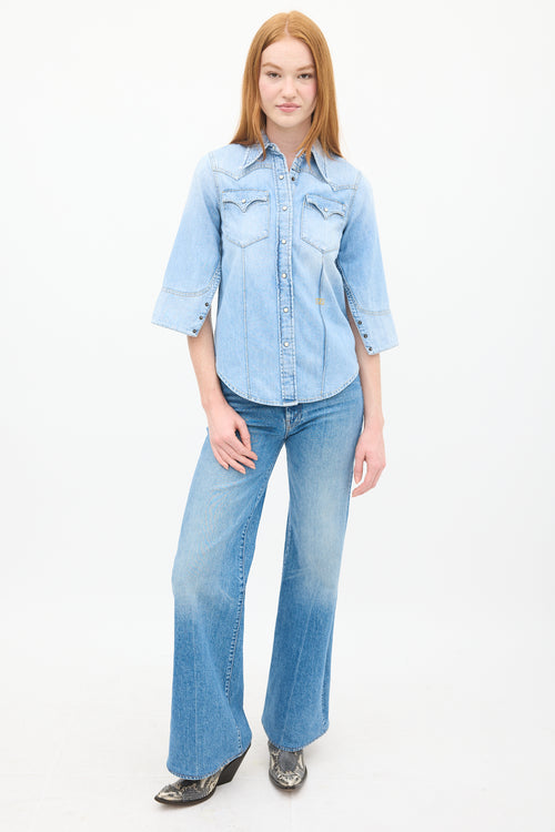 Ports 1961 X R13 Light Wash Denim Western Shirt