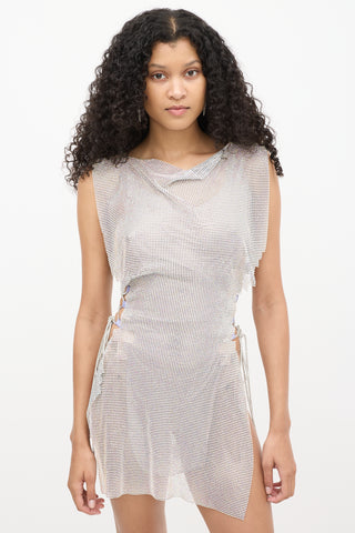 Poster Girl Silver Crystal Chainmail Mini Dress