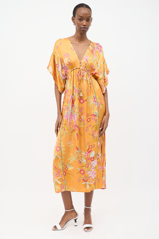 Poupette St Barth Orange 
Multi Silk Printed Amaya Dress