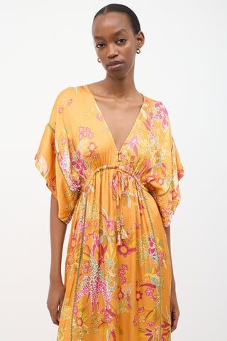 Poupette St Barth Orange 
Multi Silk Printed Amaya Dress