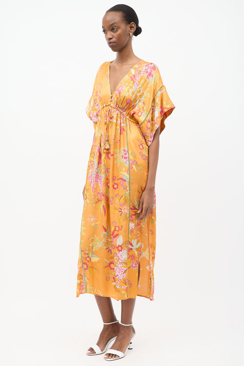 Poupette St Barth Orange 
Multi Silk Printed Amaya Dress