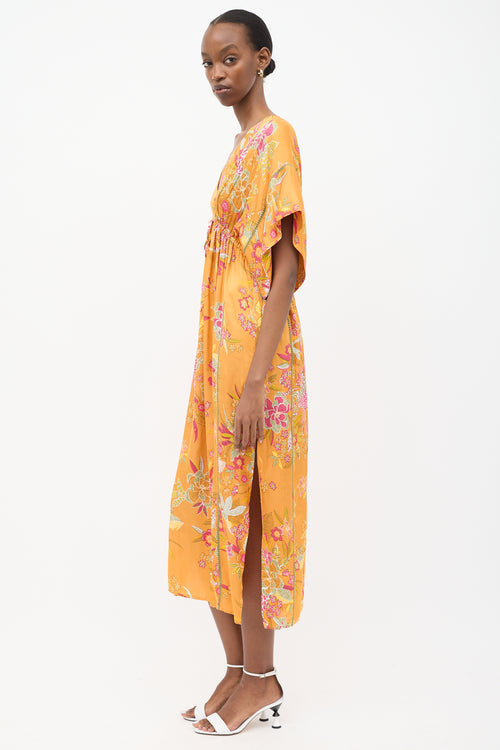 Poupette St Barth Orange 
Multi Silk Printed Amaya Dress