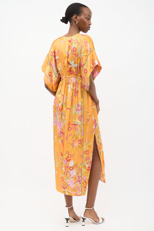 Poupette St Barth Orange 
Multi Silk Printed Amaya Dress