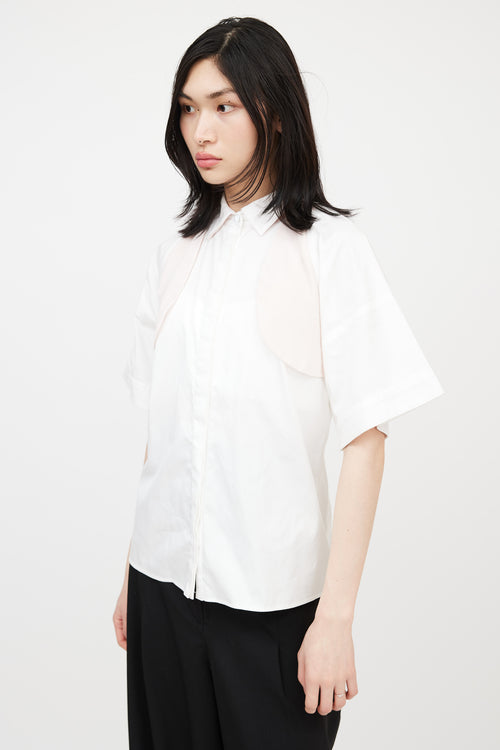 Prabal Gurung White 
Pink Panelled Open Back Shirt