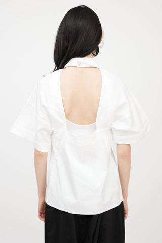 Prabal Gurung White 
Pink Panelled Open Back Shirt