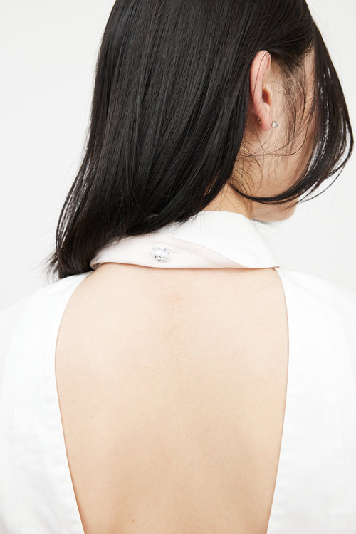 Prabal Gurung White 
Pink Panelled Open Back Shirt