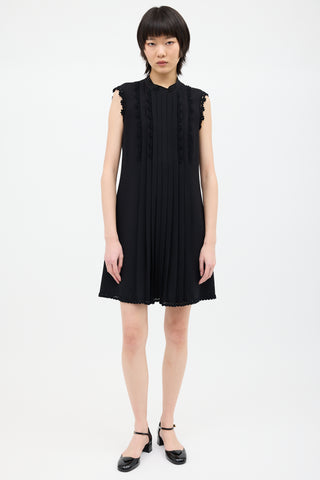 Prada 2014 Black Crochet Trim Dress