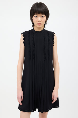 Prada 2014 Black Crochet Trim Dress