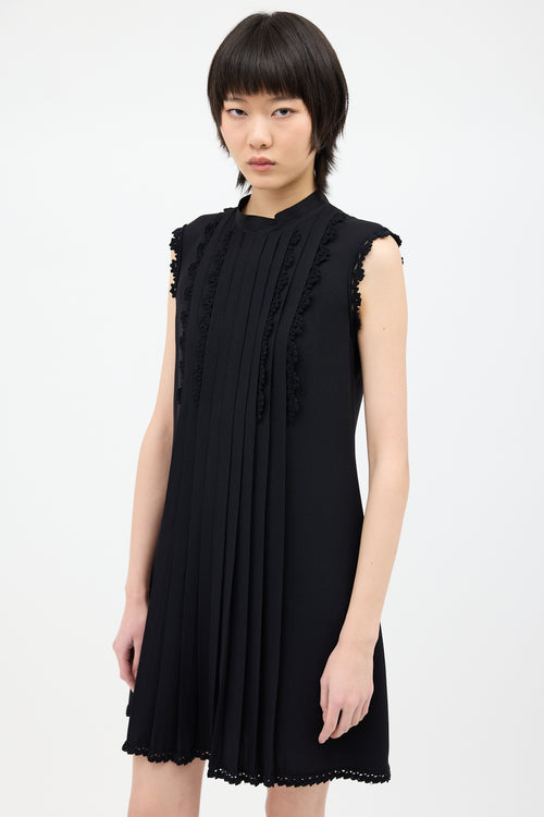 Prada 2014 Black Crochet Trim Dress