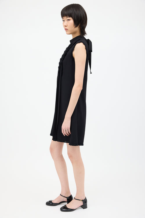 Prada 2014 Black Crochet Trim Dress