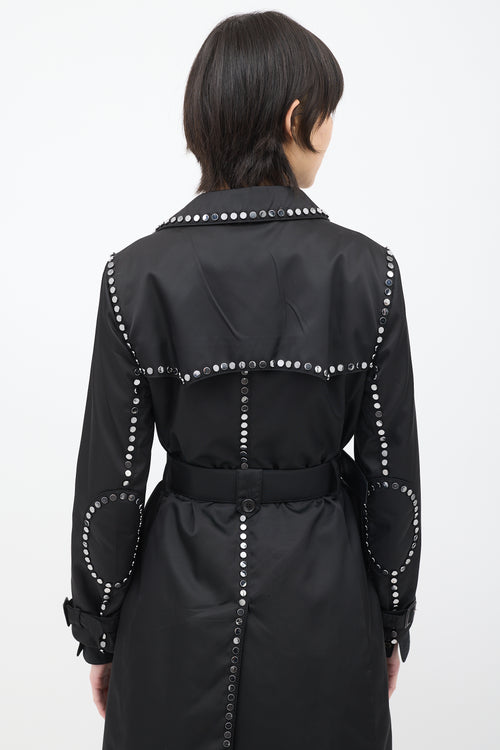 Prada 2017 Black Nylon Embellished Coat