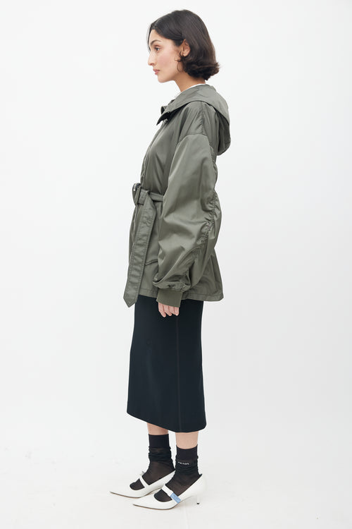 Prada 2022 Re-Nylon Green Belted Jacket