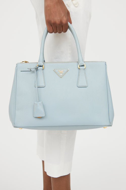 Prada Blue Saffiano Double Zip Galleria Bag