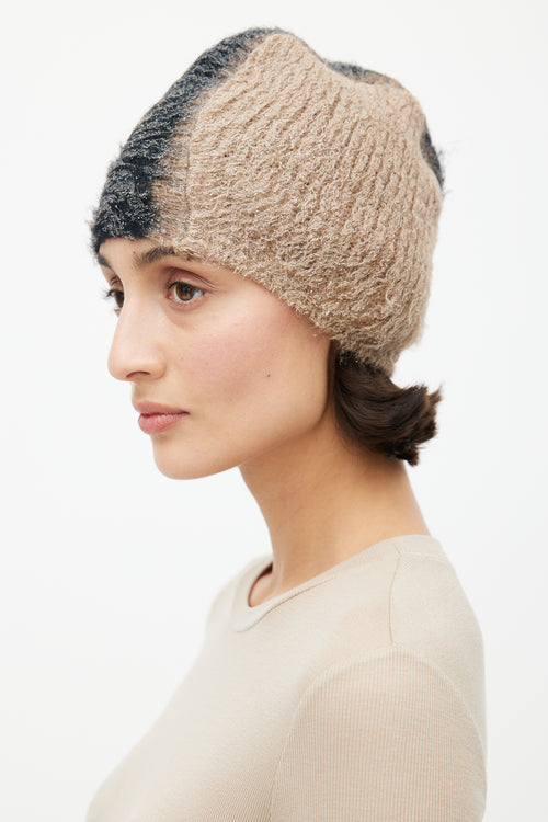 Prada Fall 2007 Beige 
Black Mohair Mohawk Beanie