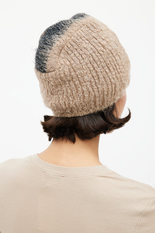 Prada Fall 2007 Beige 
Black Mohair Mohawk Beanie