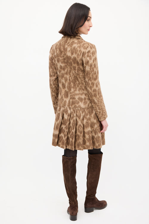 Prada Beige 
Brown Mohair Printed Coat