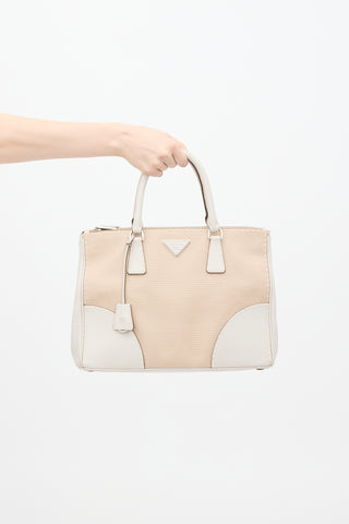 Prada Beige Canapa 
Leather City Stitch Tote Bag