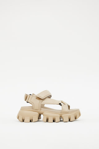 Prada Beige Leather Chunky Platform Sandal