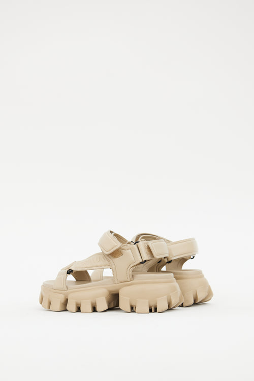 Prada Beige Leather Chunky Platform Sandal