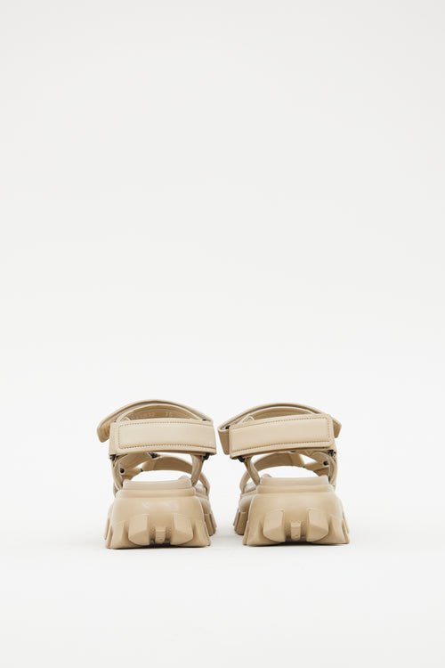 Prada Beige Leather Chunky Platform Sandal