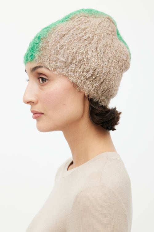 Prada Fall 2007 Beige 
Green Mohair Mohawk Beanie