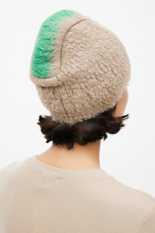 Prada Fall 2007 Beige 
Green Mohair Mohawk Beanie