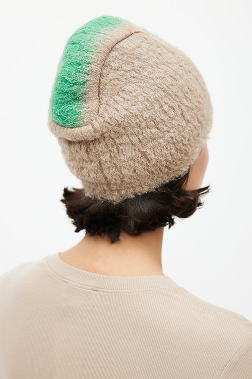 Prada Fall 2007 Beige 
Green Mohair Mohawk Beanie