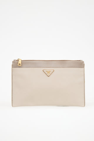 Prada Beige Saffiano Leather Pouch