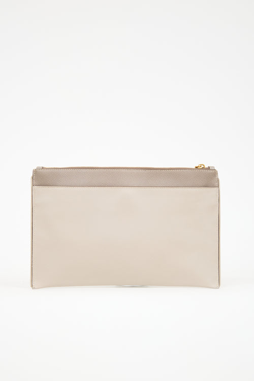 Prada Beige Saffiano Leather Pouch