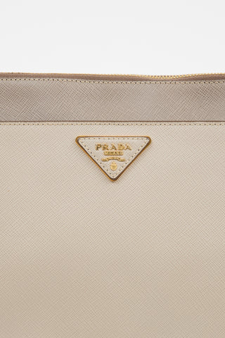 Prada Beige Saffiano Leather Pouch