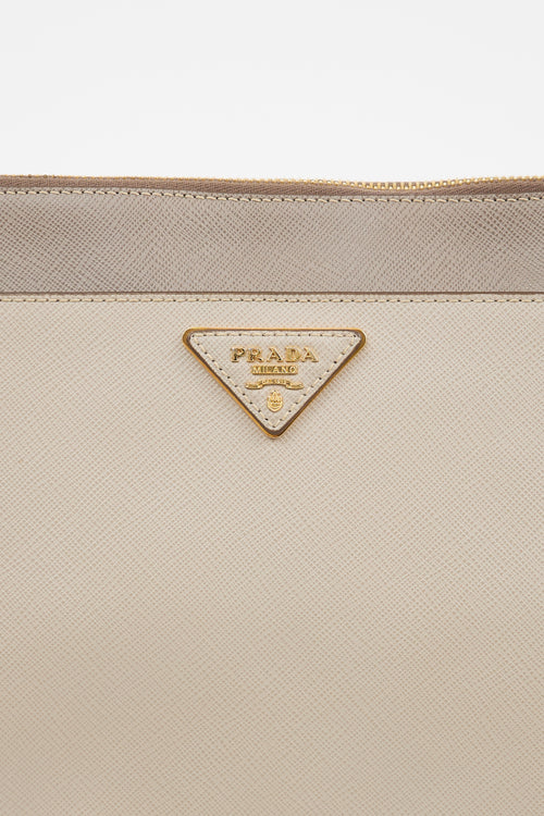 Prada Beige Saffiano Leather Pouch