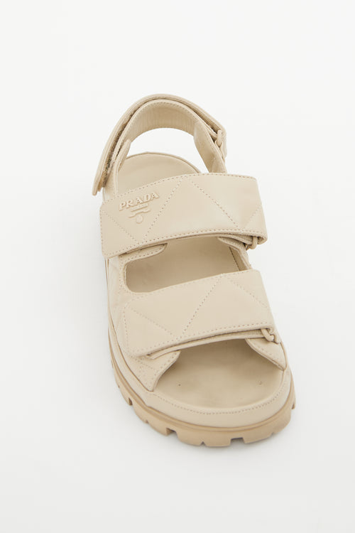 Prada Beige Nappa Quilted Slingback Sandals