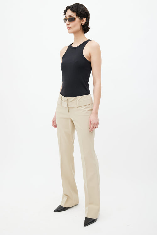 Prada Beige Nylon Belted Trouser