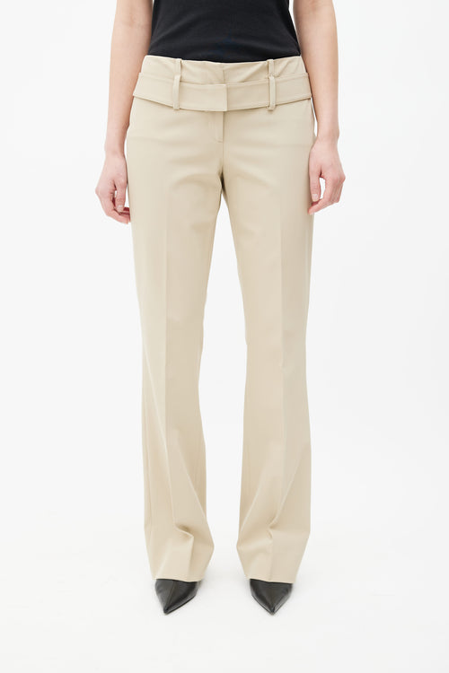 Prada Beige Nylon Belted Trouser