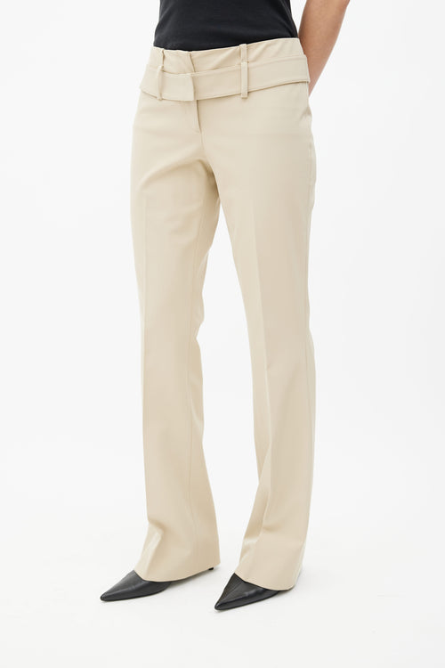 Prada Beige Nylon Belted Trouser