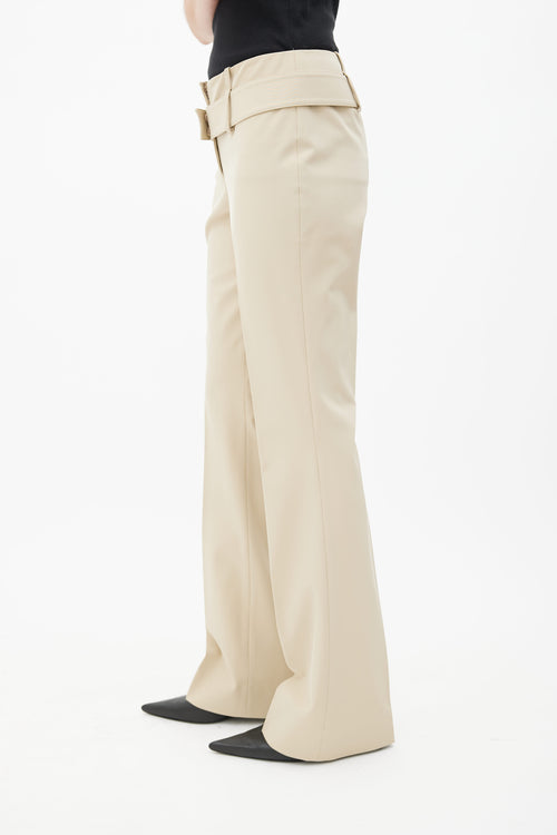 Prada Beige Nylon Belted Trouser