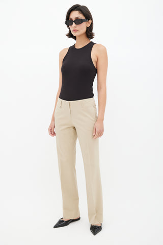 Prada Beige Nylon Pleated Trouser